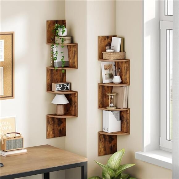 Corner Shelf Wall-Mounted, Set of 2 Floating Corner Shelves for Wall - Picture 2 of 7